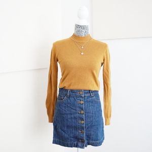 Forever 21 Yellow Mockneck Long Sleeve Sweater